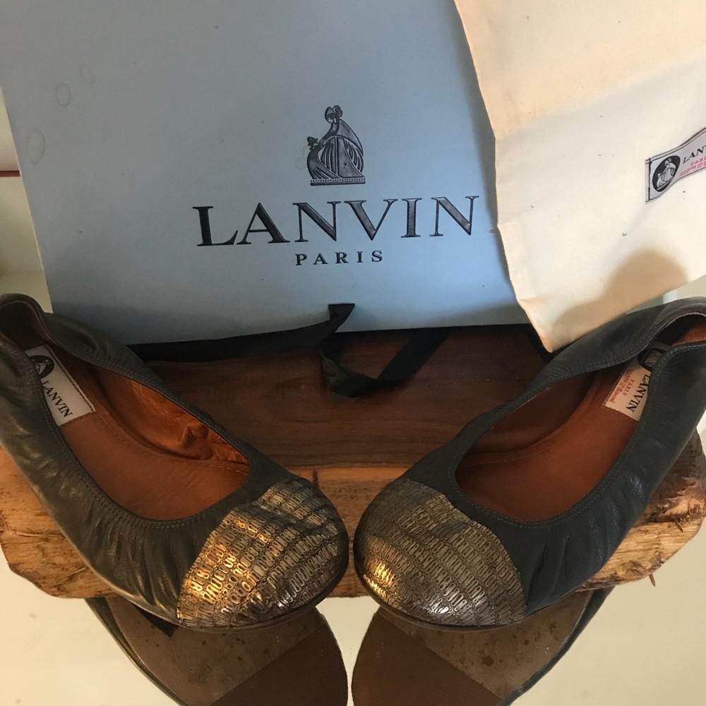 Lanvin leather gold toe ballet flats